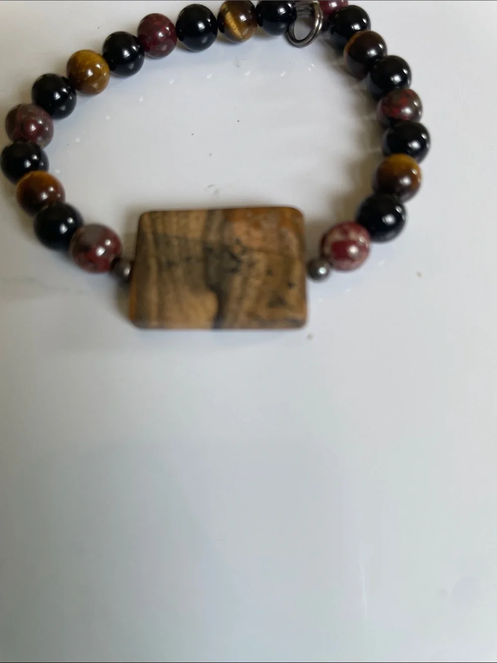 Earth-Tone Jasper, Tiger’s Eye and Onyx Beaded Bracelet